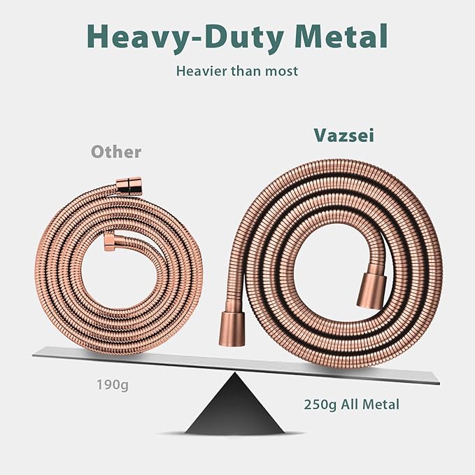 Shower Hose Replacement For Cleaning 304 Stainless Steel Shower Head Hoses 59 Inches High Pressure Bidet Hose Flexible Rose Gold Extension Showerhead Hoses Extra Long (Rose Gold, 48 In)