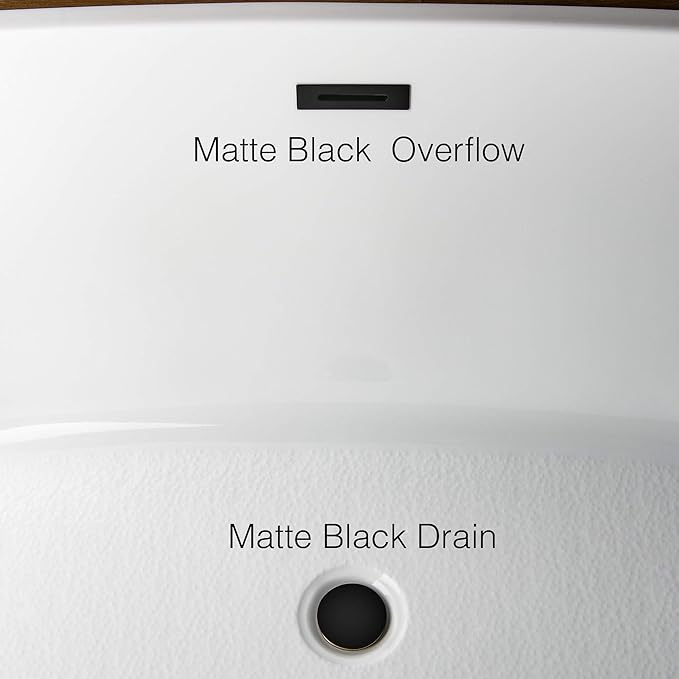 WOODBRIDGE BTA1514-MB-Drain &O+ Pillow Bathtub, Black