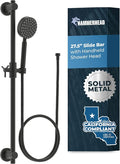 HammerHead Showers® SOLID METAL 27.5 Inch Shower Slide Bar Set and Handheld Shower Head with Hose — MATTE BLACK — 1.75 GPM Low Flow Spray Wand — Easily Adjust Height & Angle of Handshower