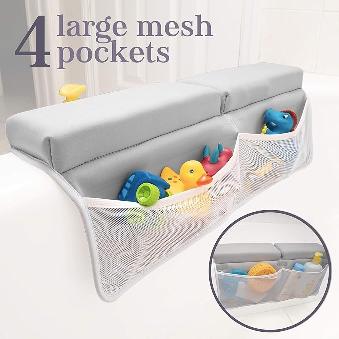 Bath Kneeler, Baby Bath Kneeler and Elbow Rest Pad Set, Kneeling Pad for Bathing Baby, Knee Pads for Bathing Babies (Gray, X-Large (22 Inches × 15 Inches))