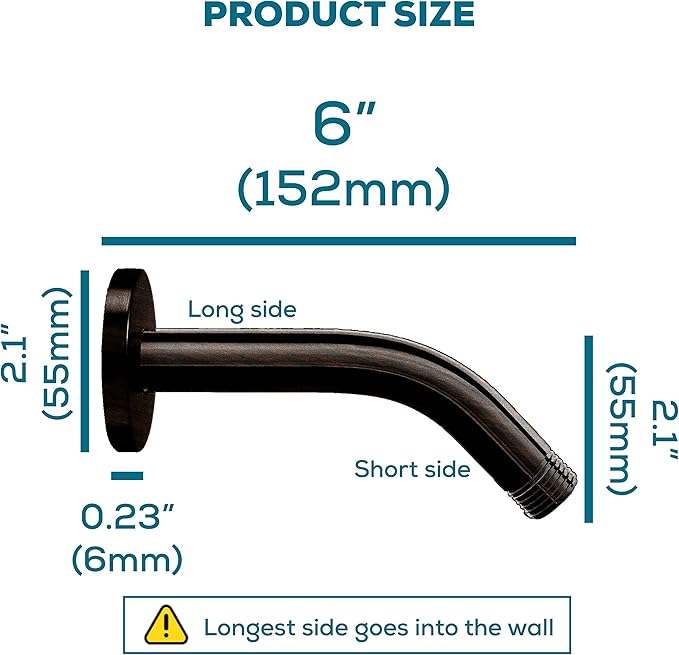 SparkPod 6 Inch Shower Arm with Flange - Solid Stainless Steel Shower Head Extension Arm - Wall-Mounted for Fixed & Handheld Showerheads - Teflon Tape Included (Standard 6", Vintage Oil-Rubbed Bronze)