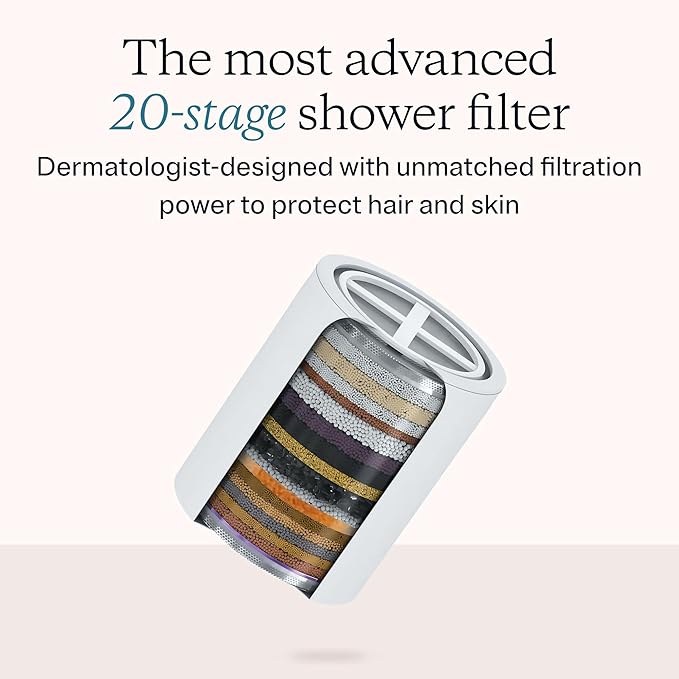 Filtered Shower Head for Healthier Hair & Skin – Removes Chlorine & Heavy Metals, High Pressure Shower Head Filter for Hard Water, Dermatologist-Formulated Water Softener for Hard Water