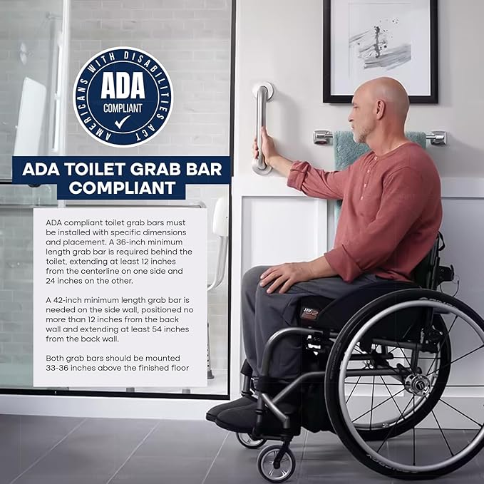 Highcraft Grab Bar for Bathtubs and Showers, Shower Grab Bars for Seniors and Elderly, Safety Bar for Bathroom 36" x 1.5" ADA Compliant Grab Bar, Heavy Duty Stainless Steel Shower Handle Wall Mount
