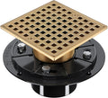 Champagne Bronze Shower Drain 4-1/4 Inch - Square Shower Floor Drain Kit with ABS Flange for 2" or 3" Pipe, Drain with Hair Strainer,Removable Strainer Cover,SUS304 Stainless Steel & CUPC Certified