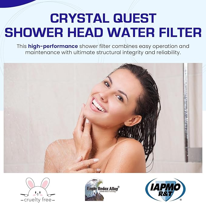 Crystal Quest Shower Filter with Shower Head - Black - Advanced Multi Stage Filtration for Cleaner Water - Removes Chlorine, Heavy Metals - Promotes Healthier Skin, Softer Hair - Long-Lasting
