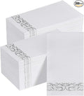 Goodluck 200 Pack 3-Ply Disposable Napkins - Soft & Absorbent Paper Hand Towels for Bathroom Guests, Dinner Party, Kitchen,Christmas， Wedding & Events, Parties - Floral Siliver Trim