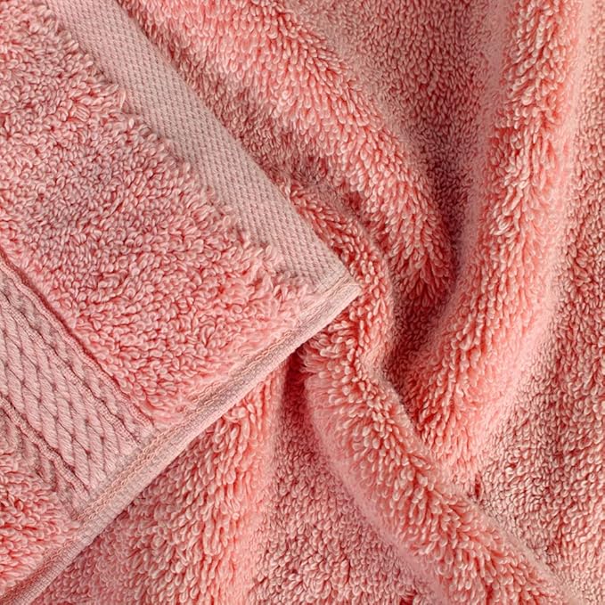 Superior Egyptian Cotton Pile Face Towel/Washcloth Set of 6, Ultra Soft Luxury Towels, Thick Plush Essentials, Absorbent Heavyweight, Guest Bath, Hotel, Spa, Home Bathroom, Shower Basics, Tea Rose