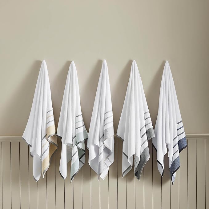 Great Bay Home Decorative Hand Towel Set - Luxury Cotton 4 Pack 26x16 Hand Towel Set - Luxurious, Ultra-Soft, Durable Towels for Bathroom Decor (Eucalyptus/Grey)