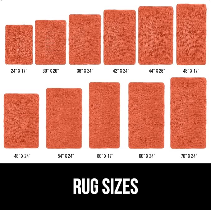 GORILLA GRIP Bath Rug Mat, Thick Soft Absorbent Chenille, Quick Dry Microfiber Mats, Rubber Backing Washable Shower Floor Rugs, Bathmat Runner, US Designed Bathroom Home Decor Accessories 24x17, Coral