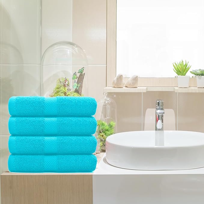 DAN RIVER 6-Pack Premium Hand Towels (16x28 Inches) - 100% Cotton, Ultra Soft, Lightweight, Highly Absorbent Towels for Bathroom, Spa, Gym, Salon, Hotel, and Travel - 550 GSM – Turquoise