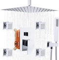 Enga Shower Body Jet System 12 Inch Ceiling Mounted Rainfall Shower Head with Body Sprays and Handheld Shower Faucet Set Rough-in Mixer Valve and Trim, Chrome