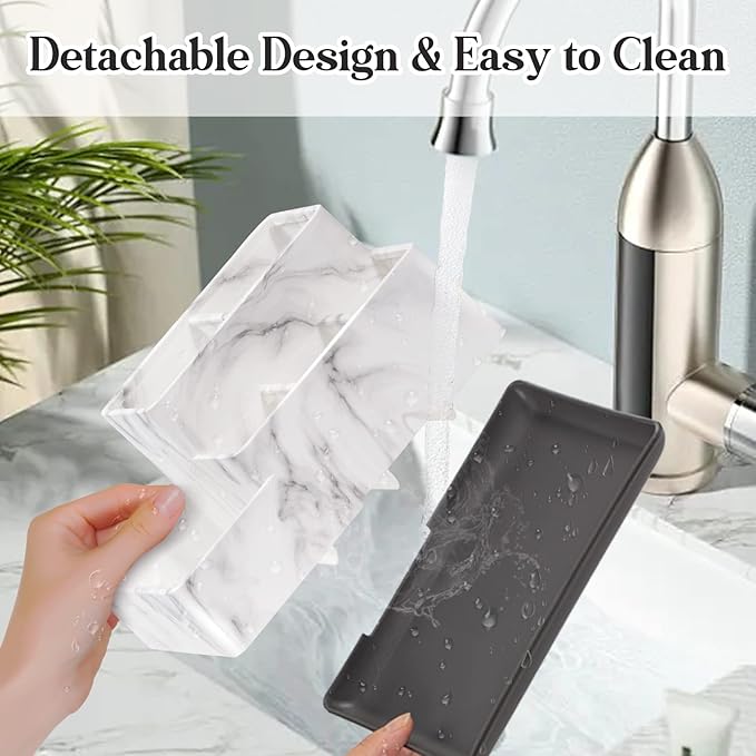 Toothbrush Holder,Bathroom Organizer Countertop, 5 Compartments Multifunctional Storage for Cosmetic, Makeup, Office Stationery Pencil,Toothpaste, Toothbrush,Ideal Gift for Home, Office