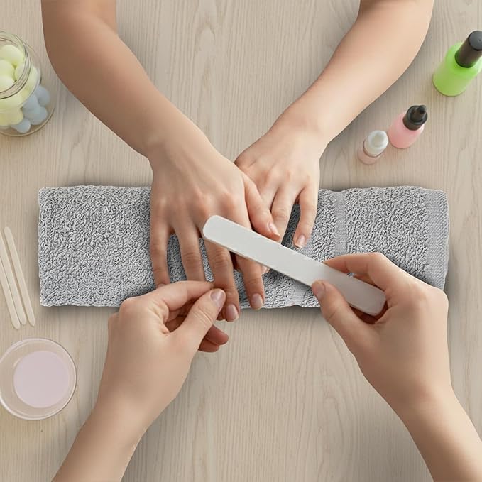 Hand Towels (Pack of 24) Grey Economy Salon Towels - 100% Cotton Spa Towel – 16 x 27 Inches Highly Absorbable, Facial, Gym, Hair Towels Face Towels Bulk