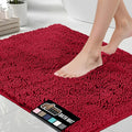 GORILLA GRIP Bath Rug Mat, Thick Soft Absorbent Chenille, Quick Dry Microfiber Mats, Rubber Backing Washable Shower Floor Rugs, Bathmat Runner, US Designed Bathroom Home Decor Accessories 24x17, Red