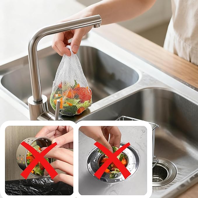 Disposable Sink Strainer – 200 Pack Kitchen Sink Strainer Bags,Disposable Anti-Clogging Drain Covers,Essential Filter Nets for Most Sink Strainers (4.0 x 4.0 Inch)