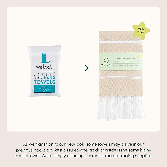 WETCAT Turkish Hand Towels with Hanging Loop, Set of 2 (20" x 30") 100% Turkish Cotton, Pre-Washed, Quick Drying, for Kitchen or Bathroom - Teal