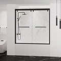 55"-59" Bathtub Double Sliding Doors,Semi-Frameless Water Repellent Tub Door, Bypass Bathtub Shower Door with 5/16"(8mm) SGCC Clear Tempered Glass, Explosion-Proof Film, Stainless Steel Hardware