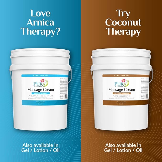 Wellness Professional Arnica Therapy 5 Gallon Massage Cream, Arnica Cream for Bruising, Olive Oil, Arnica Extract, Unscented, Hypoallergenic, Natural, Moisturizing & Hydrating, Deep Tissue