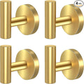Kruodop Towel Hooks for Bathroom,4 Packs Wall Mount Towel Holder,Black Matte Wall Robe Hook,Stainless Steel Heavy Duty Door Hanger Towel Hook for Kitchen, Bedroom,Hotel,Pool,Coats - Gold