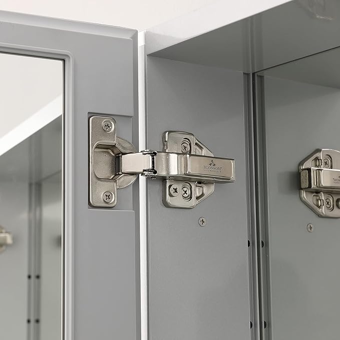 Blossom 30x26 Inch Aluminum Medicine Cabinet with Mirror – Recessed or Surface Wall Mounted Bathroom Storage with Adjustable Glass Shelves, Soft Close Hinges, Rust-Resistant and Modern Mirrored Design