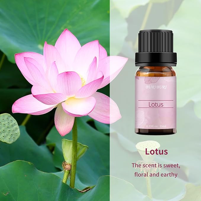 BURIBURI Lotus Essential Oil and Peony Essential Oils Gifts Set 2Pack, 100% Pure Natrual Flower Diffuser Oil for Massage, Soap Making, Skin Care, Soap/Candles Making