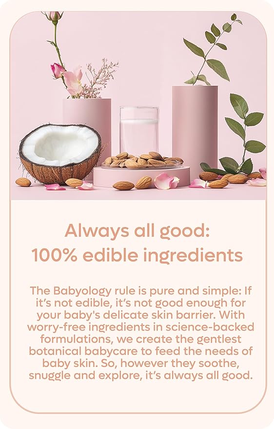 Babyology All Natural Baby Wash and Shampoo - 100% Edible Ingredients - with Organic Lavender Essential Oil (Fragrance Free) – 12 FL OZ - Good for Sensitive Skin - Non Toxic - Tear Free (Pack of 2)