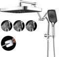 14" High Pressure Rain/Rainfall Shower Heads With Handheld Spray Combo (3+1 Settings & Built-in Power Wash Mode), Double/Dual Shower Head With Handheld - Height/Angle Adjustable(Polished Chrome)