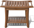Bamboo Shower Stool Bench Waterproof with Storage Shelf for Shaving Legs or Spa Bath Seat in Bathroom & Inside Shower for Adults Seniors Elderly (24 x 13.4 x 18.5 inches+Walnut)