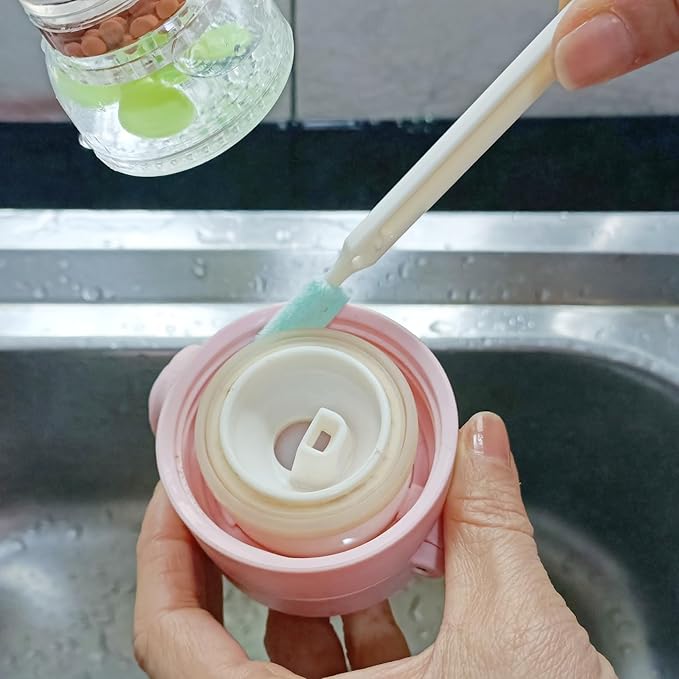 NewFeru Bottle Cap Brush Mini with Little Flat Detail Scrubbers, Tiny Crevice Split Crack Cleaner for Cleaning Groove Gap Corner of Lids, Window Door Tracks, Grout, Small Parts, and Keyboard (3)
