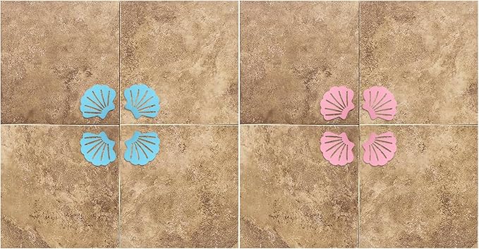 30 Pcs Bathtub Stickers Non Slip, Shell Shaped Tubs Safety Shower Treads, Adhesive Sticker for Bathroom Bathtub, Shower Floor,Blue (Blue and Pink)
