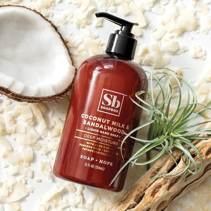 Soapbox Liquid Hand Soap Refill, Coconut Milk & Sandalwood, Vegan, Paraben Free, Moisturizing, Natural Hand Wash for Kitchen and Bathroom, 64oz Half Gallon Refill (Pack of 1)