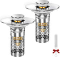 Bathroom Sink Stopper, Pop-up Bathroom Sink Drain Strainer Stopper with Removable Stainless Steel Strainer Filter Basket Hair Catcher, Sink Drain Stopper for Bathroom Sink Stopper Replacement (2PCS)
