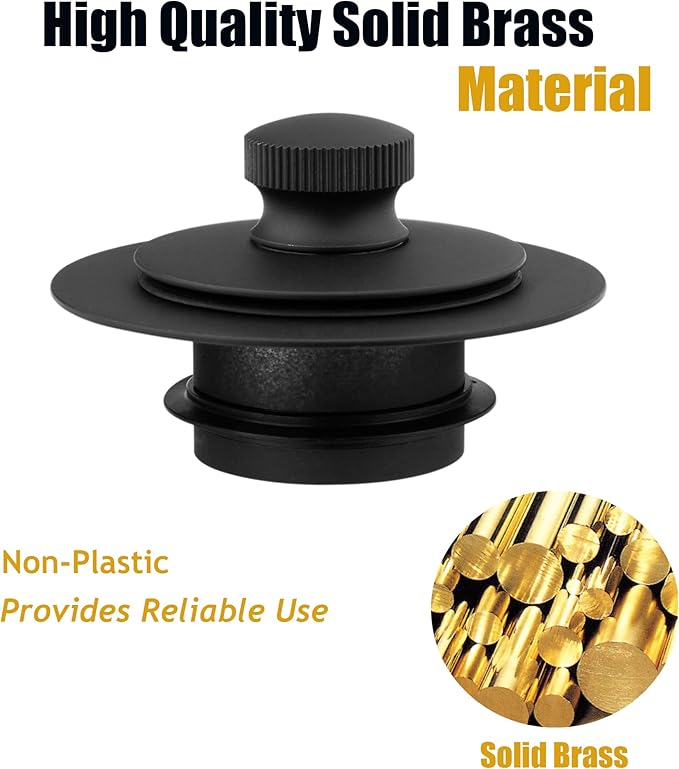 Artiwell Universal Lift and Turn Bath Drain Stopper and Cover, Bathtub Drain Stopper, Replaces Lift and Turn, Tip-Toe and Trip Lever drains for Tub, EZ Installation and Clearing (MATT Black)