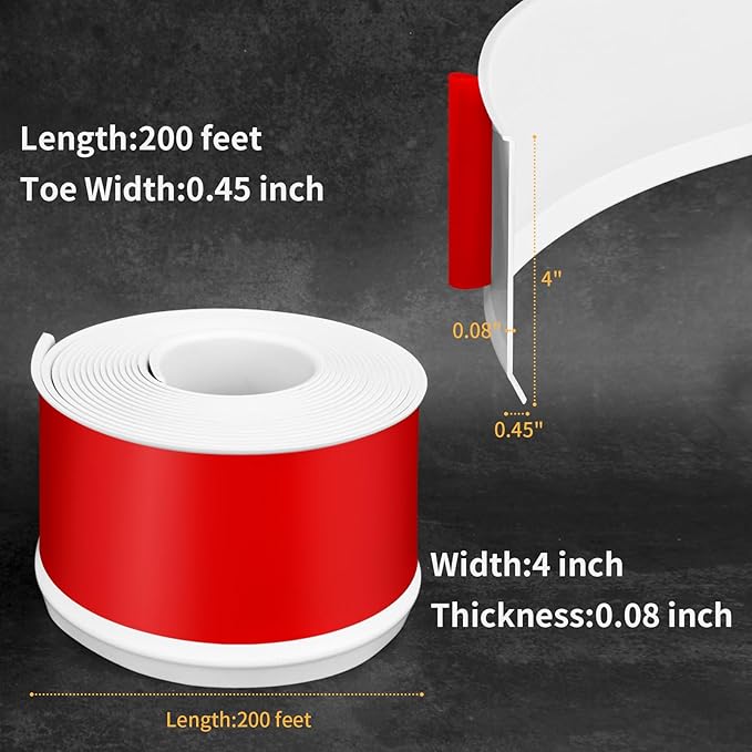 Flexible Baseboard Molding Trim 4 Inch Self-Adhesive Vinyl Wall Base Peel and Stick Cove Base Rubber Wall Baseboard Moulding Trim (200Ft, White)