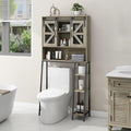 Vabches Over The Toilet Storage Cabinet, Farmhouse Storage Cabinet Over Toilet with Sliding Barn Door，Home Space-Saving Toilet Rack, for Bathroom, Restroom, Laundry(Grey).