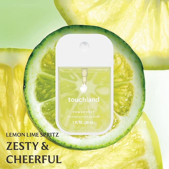 Touchland Hydrating Hand Sanitizer Spray, FRESH Trio Set (Mint, Citrus, Lemon Lime), 1 FL. OZ. Travel Size Power Mist Sprays (Set of 3)