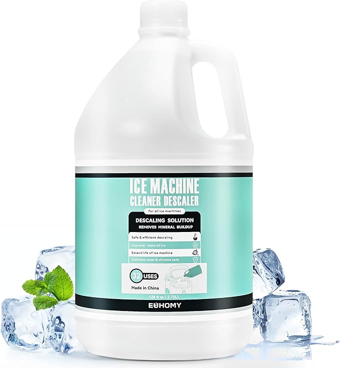EUHOMY 32 Uses Ice Machine Cleaner Descaler (1 Gallon / 3.75L), 128 Fl OZ Ice Maker Cleaner, Ideal Universal Descaling Solution for All Brands Ice Maker, Single Use Coffee and Espresso Machines