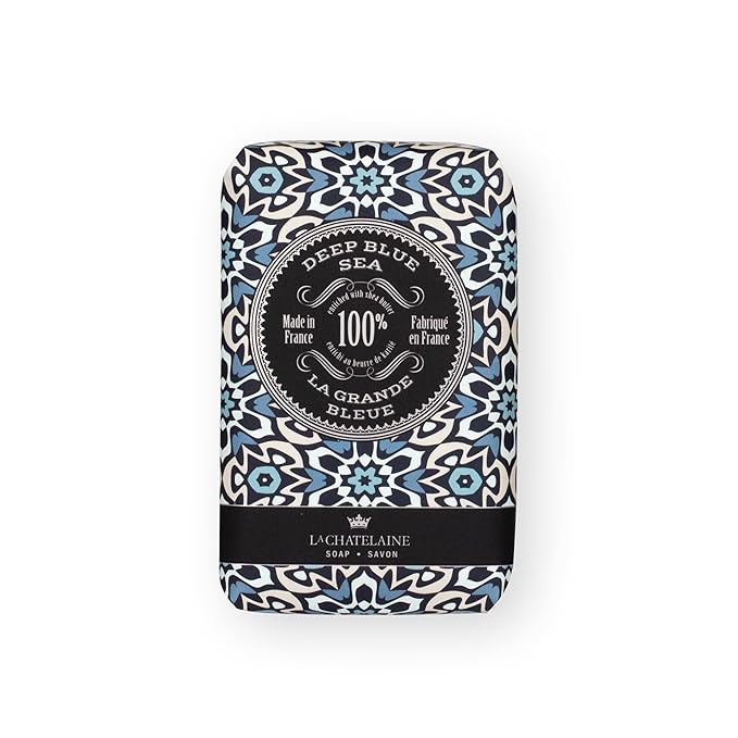 La Chatelaine Luxury Bar Soap Trio Gift Set Tin | Made in France | Natural and Organic | Shea Butter Formula | 3 x 8.8 oz / 250g - Red Mosaic Soap Trio (Deep Blue Sea, Sandalwood, Citrus Zest)