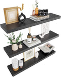 Colima Bathroom Floating Shelves for Wall, 36" Floating Wall Mounted Shelf, Rustic Wood Hanging Shelf for Home Organization, Bathroom, Kitchen, Living Room (Set of 3, Black)