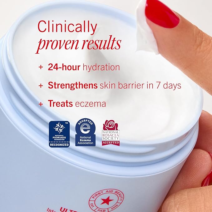First Aid Beauty - Ultra Repair Cream - Intense Hydration Face & Body Moisturizer - Whipped Colloidal Oatmeal Clinically Proven to Strengthen Skin Barrier in 7 Days - Helps Relieve Eczema, 6 oz