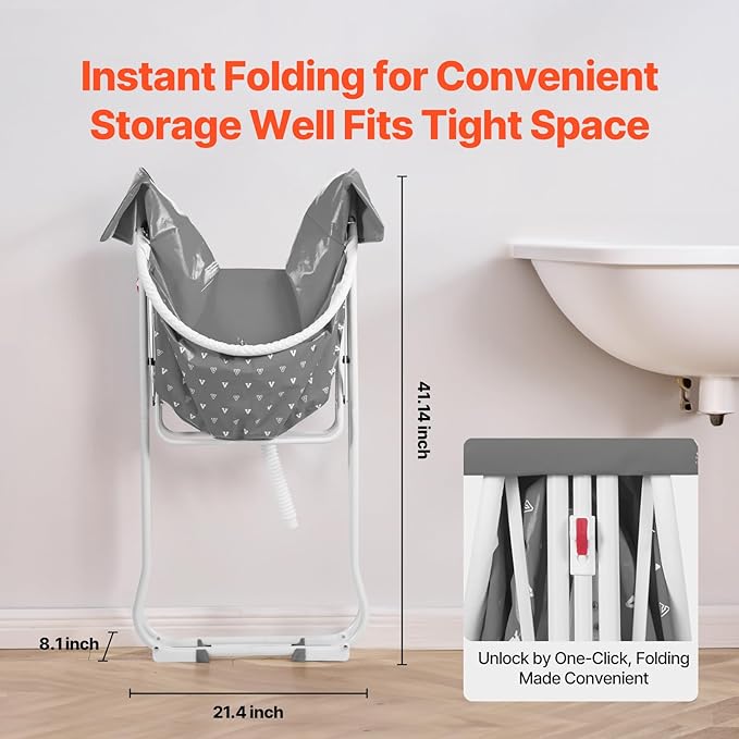 VEVOR Portable Dog Bathtub, Elevated & Foldable Space-Saving Pet Shower Station with Efficient Drainage, Bathing Tub for Washing & Grooming Small and Medium Size Dogs and Cats Indoor & Outdoor, Grey
