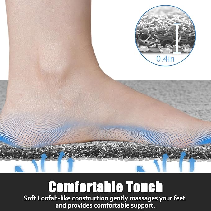 Square Shower Mat Non Slip: 27x27 Inch Extra Large Shower Floor Mat with Drain Hole in Middle - Soft PVC Loofah Bath Mat for Shower - Anti Slip Shower Stall Mat for Elderly and Kids