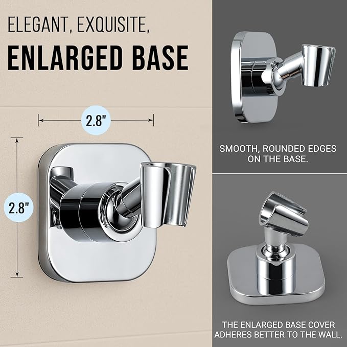 G-Promise All Metal Handheld Shower Head Holder, Adjustable Wall Mount Shower Wand Bracket, Strong Adhesive Disc Mount or Drill Installation (Chrome)