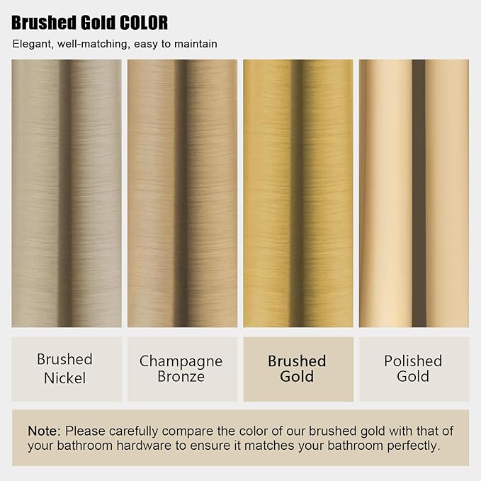 Iriber Brushed Gold Rain Shower System with 10 Inch Shower Head and Handheld Bathroom Wall Mounted Shower Set Contain Shower Faucet Mixer and Trim Kit (Valve Included)