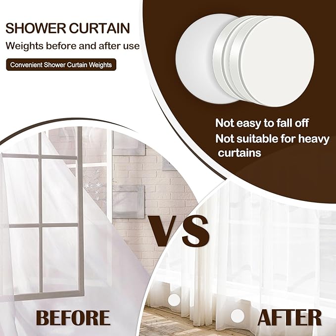 12 Pack Shower Curtain Weights, Rubber Covered Magnetic Curtain Weights, Shower Magnets for Curtain Liner Prevent from Blowing Around, Work for Drapery, Flag, Tablecloth (6 Pairs)
