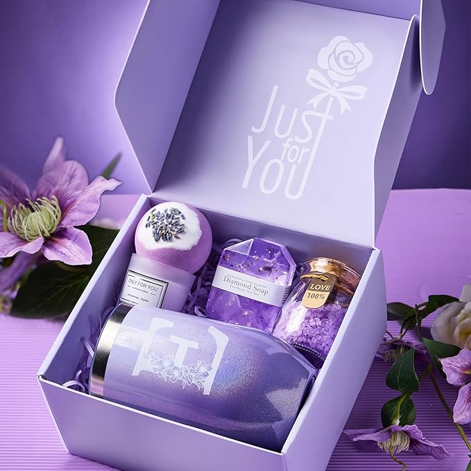Gifts for Women, Mom, Her - Unique Gift Ideas for Birthday, Valentines Day, Mothers Day, Thanksgiving, Christmas, Anniversary, Thinking of You - Relaxing Spa Gift Basket Box (E)