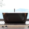 67 in Acrylic Freestanding Bathtub, Contemporary Stand Alone Tub,Black Soaking Tub, Oval Bathtub with Chrome Overflow and Drain, CUPC Certified