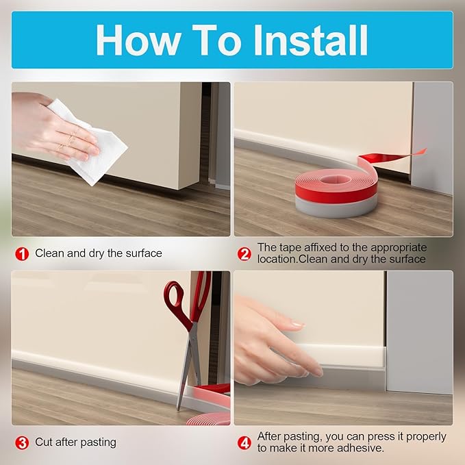 Weather Stripping Door Seal 20FT, 2 Inch Silicone Draft Stopper for Bottom of Door - Waterproof Gap Seal for Shower Door, Sliding Glass Door, Indoor & Outdoor Use
