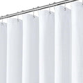 Inhousolu Fabric Shower Curtain Waffle Weave, 230 GSM Heavy Duty, Weighted Hem, 14 Metal Hooks, Water Repellent, Machine Washable, Hotel Spa Luxury Bath Curtain Set, 72 x 72 Inch, White