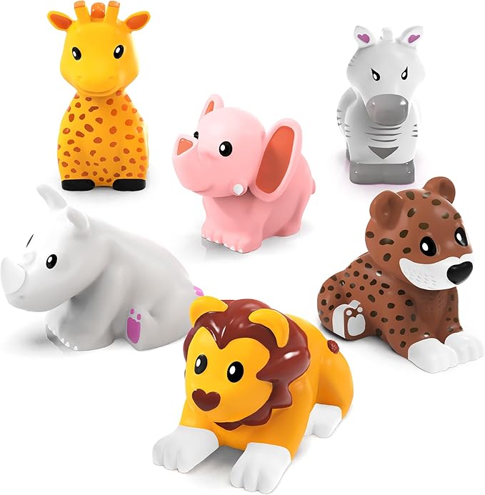 Tub Works® Savanna™ Mold Free Bath Toys, 6 Pack | Sealed, No Hole Bath Toys Design Keeps Moisture Out | Soft, Squeezable & Float on Water | Easy-Grip Baby & Toddler Bathtub Toys | Great Baby Pool Toys